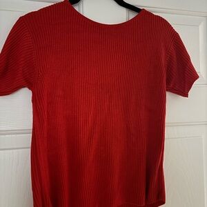 Vibrant Red Short Sleeve Ribbed Tee